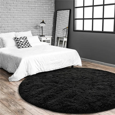 Round Fluffy Plush Carpet for Home Living Room Decor Thick Area Rugs Velvet Floor Mats